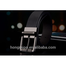 very hot men's reversible smooth black and brown pin buckle leather belt